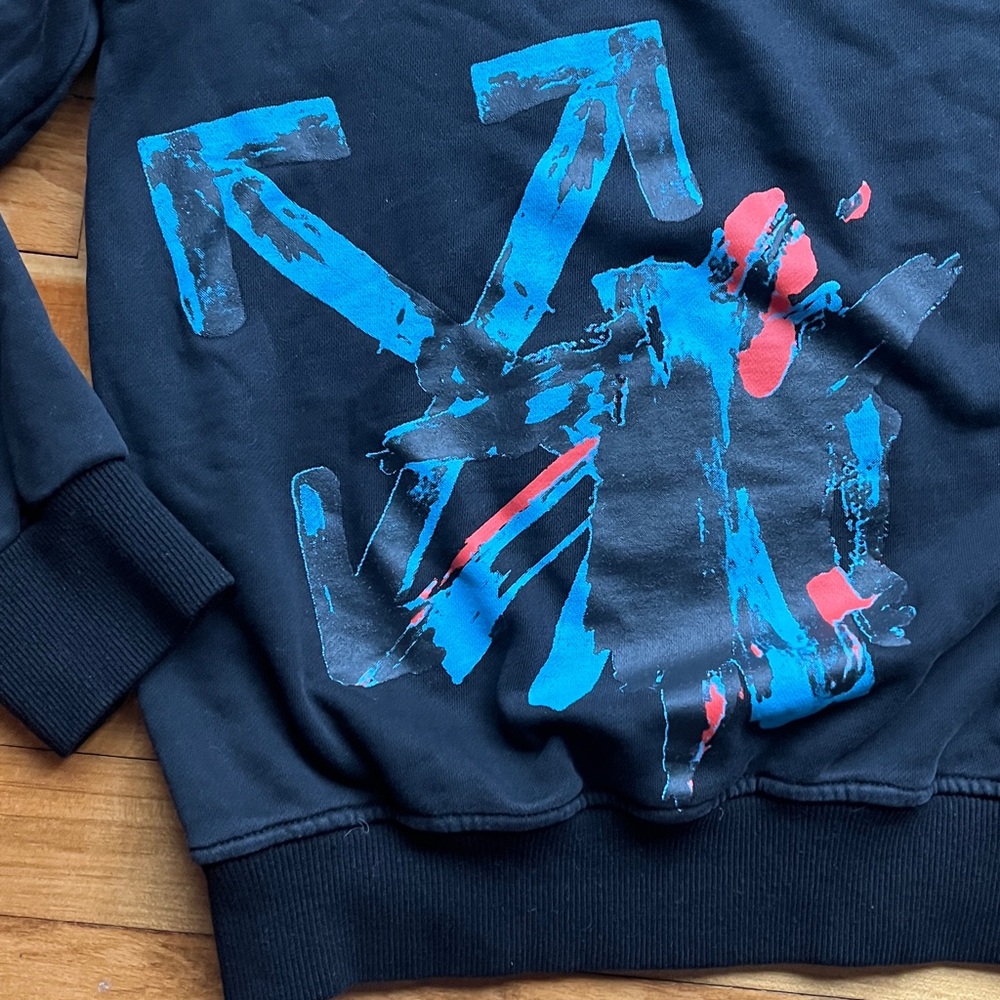 Main Label Off White Virgil Abloh Brush arrow hoodie size medium 100% cotton - Picture 4 of 7